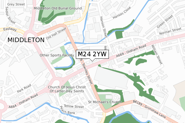 M24 2YW map - large scale - OS Open Zoomstack (Ordnance Survey)