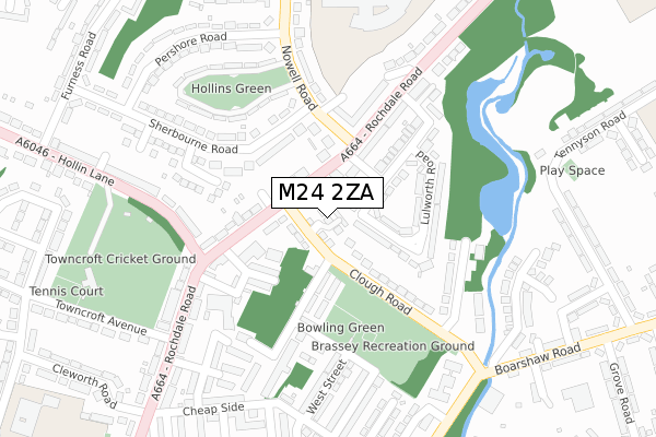 M24 2ZA map - large scale - OS Open Zoomstack (Ordnance Survey)