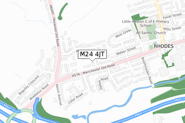 M24 4JT map - large scale - OS Open Zoomstack (Ordnance Survey)