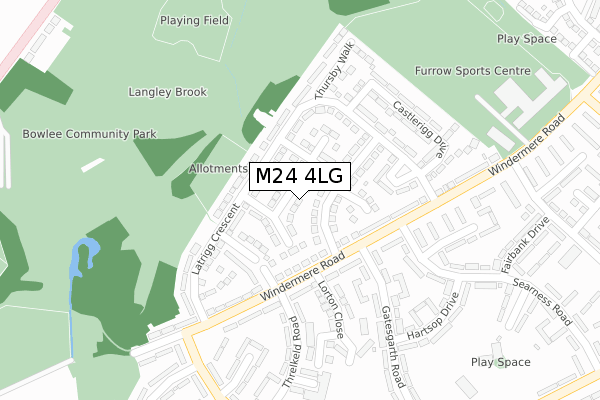 M24 4LG map - large scale - OS Open Zoomstack (Ordnance Survey)