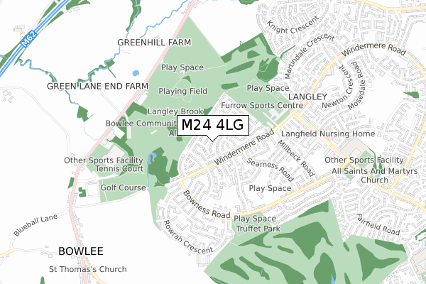 M24 4LG map - small scale - OS Open Zoomstack (Ordnance Survey)