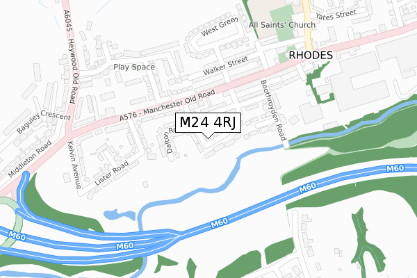 M24 4RJ map - large scale - OS Open Zoomstack (Ordnance Survey)