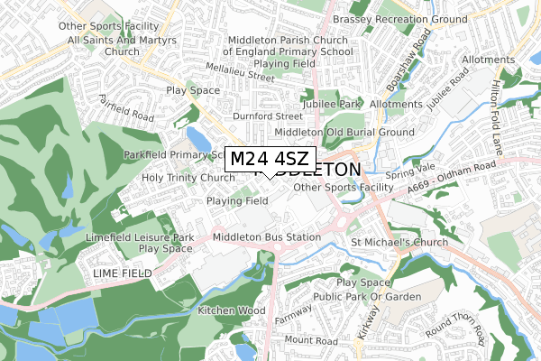 M24 4SZ map - small scale - OS Open Zoomstack (Ordnance Survey)