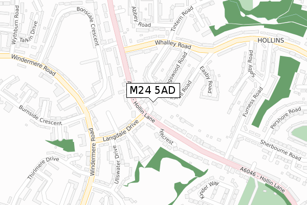 M24 5AD map - large scale - OS Open Zoomstack (Ordnance Survey)