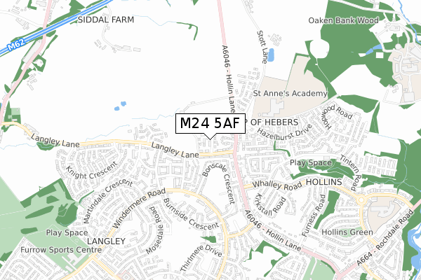 M24 5AF map - small scale - OS Open Zoomstack (Ordnance Survey)