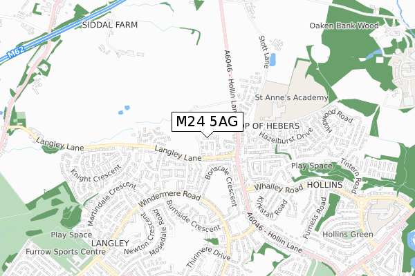 M24 5AG map - small scale - OS Open Zoomstack (Ordnance Survey)