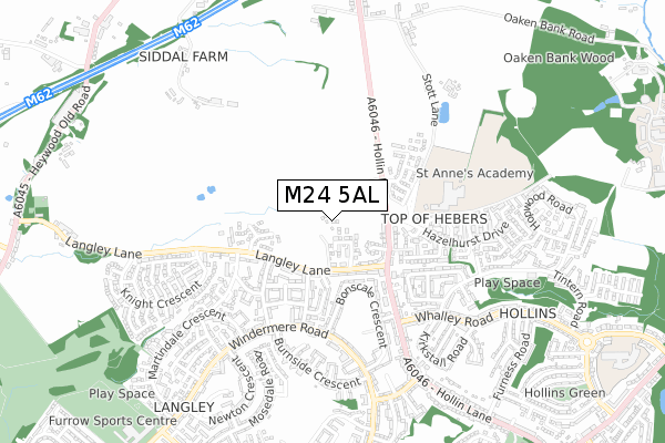 M24 5AL map - small scale - OS Open Zoomstack (Ordnance Survey)