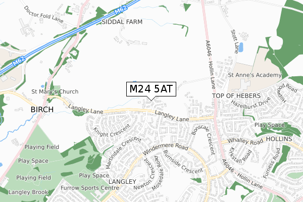 M24 5AT map - small scale - OS Open Zoomstack (Ordnance Survey)