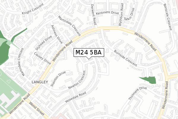 M24 5BA map - large scale - OS Open Zoomstack (Ordnance Survey)