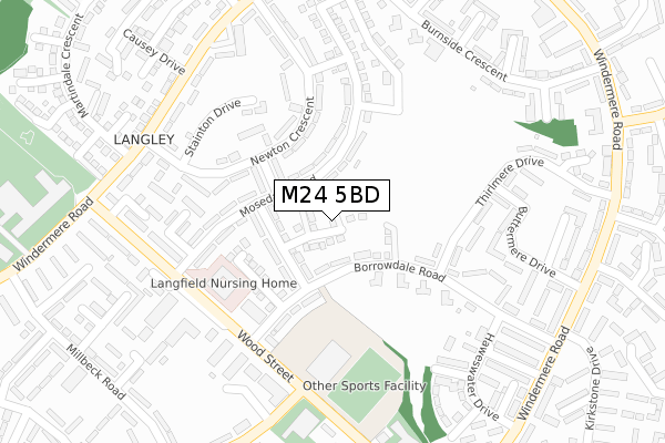 M24 5BD map - large scale - OS Open Zoomstack (Ordnance Survey)