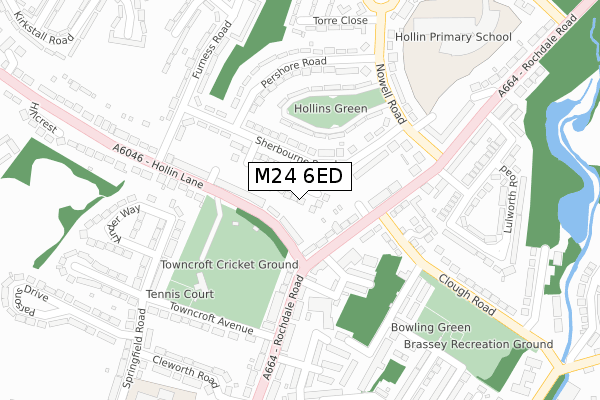 M24 6ED map - large scale - OS Open Zoomstack (Ordnance Survey)