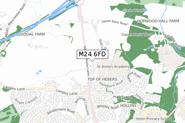 M24 6FD map - small scale - OS Open Zoomstack (Ordnance Survey)