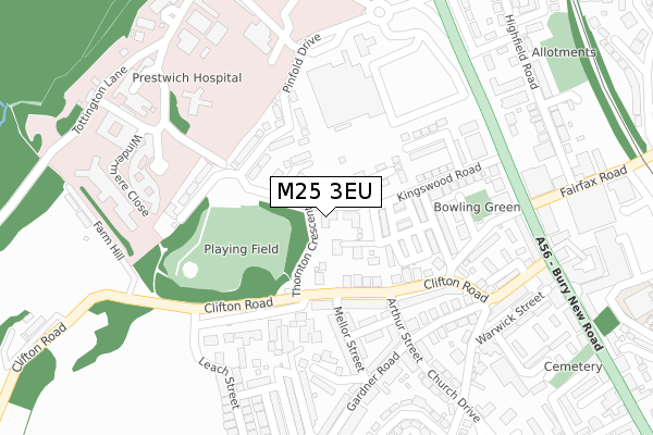 M25 3EU map - large scale - OS Open Zoomstack (Ordnance Survey)