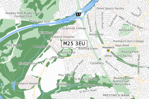 M25 3EU map - small scale - OS Open Zoomstack (Ordnance Survey)