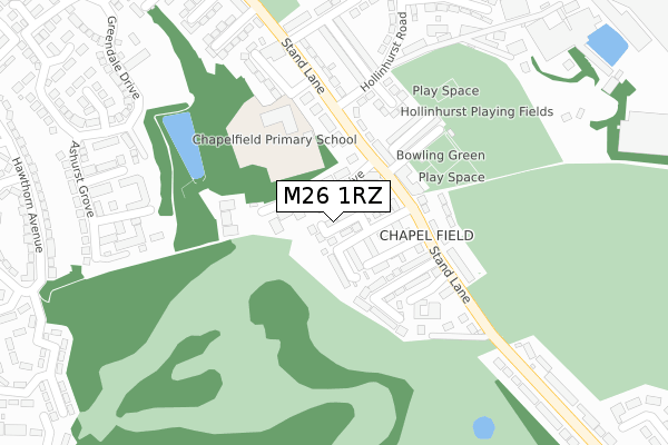 M26 1RZ map - large scale - OS Open Zoomstack (Ordnance Survey)