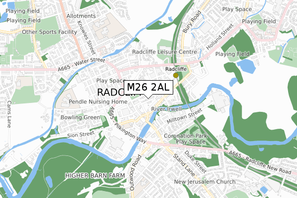 M26 2AL map - small scale - OS Open Zoomstack (Ordnance Survey)