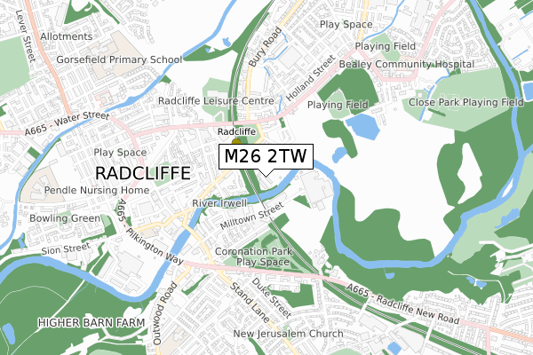 M26 2TW map - small scale - OS Open Zoomstack (Ordnance Survey)