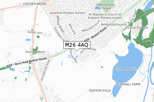 M26 4AQ map - small scale - OS Open Zoomstack (Ordnance Survey)