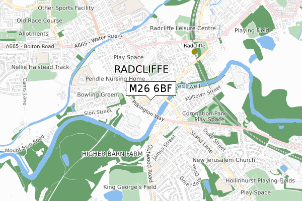 M26 6BF map - small scale - OS Open Zoomstack (Ordnance Survey)