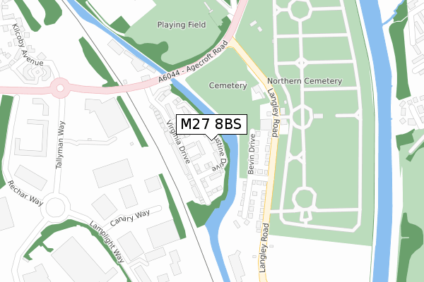 M27 8BS map - large scale - OS Open Zoomstack (Ordnance Survey)