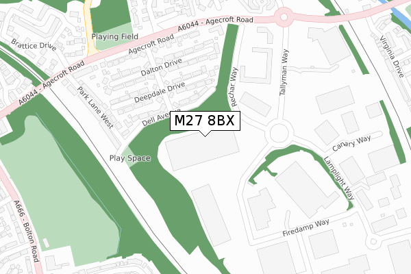 M27 8BX map - large scale - OS Open Zoomstack (Ordnance Survey)