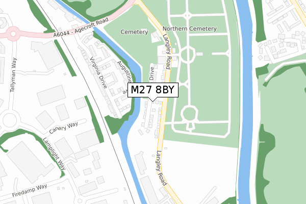 M27 8BY map - large scale - OS Open Zoomstack (Ordnance Survey)