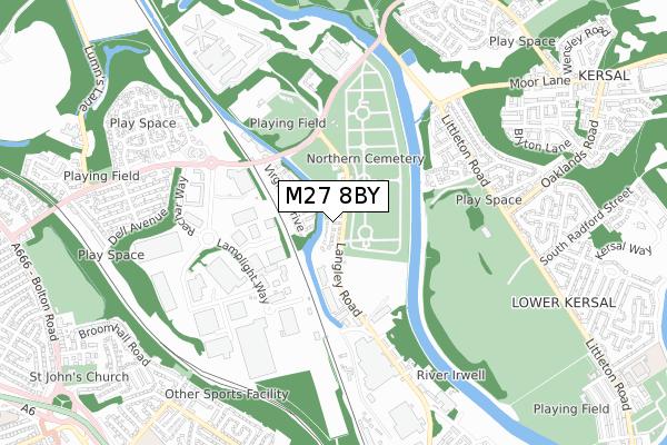 M27 8BY map - small scale - OS Open Zoomstack (Ordnance Survey)