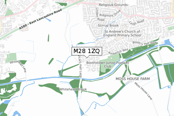 M28 1ZQ map - small scale - OS Open Zoomstack (Ordnance Survey)