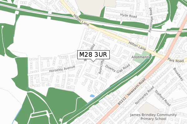 M28 3UR map - large scale - OS Open Zoomstack (Ordnance Survey)