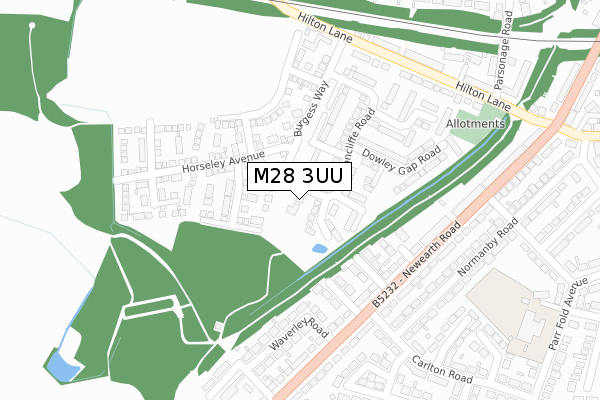 M28 3UU map - large scale - OS Open Zoomstack (Ordnance Survey)