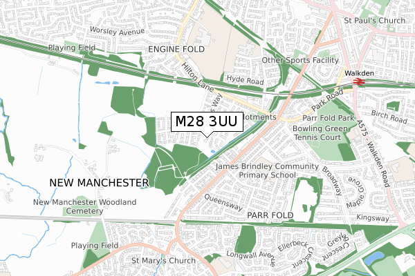 M28 3UU map - small scale - OS Open Zoomstack (Ordnance Survey)