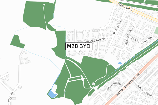 M28 3YD map - large scale - OS Open Zoomstack (Ordnance Survey)