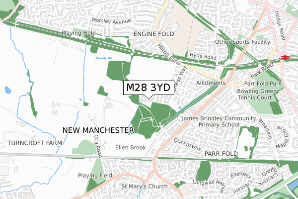 M28 3YD map - small scale - OS Open Zoomstack (Ordnance Survey)