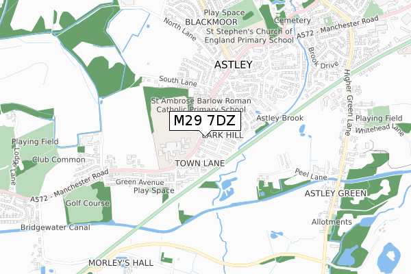 M29 7DZ map - small scale - OS Open Zoomstack (Ordnance Survey)