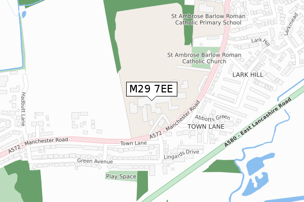 M29 7EE map - large scale - OS Open Zoomstack (Ordnance Survey)