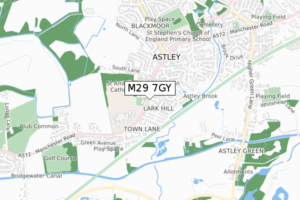 M29 7GY map - small scale - OS Open Zoomstack (Ordnance Survey)