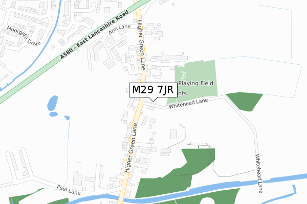 M29 7JR map - large scale - OS Open Zoomstack (Ordnance Survey)