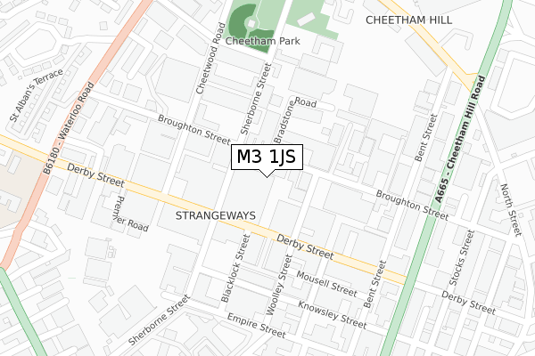 M3 1JS map - large scale - OS Open Zoomstack (Ordnance Survey)