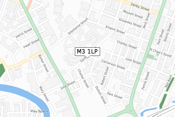 M3 1LP map - large scale - OS Open Zoomstack (Ordnance Survey)