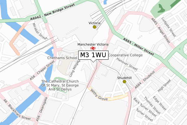 M3 1WU map - large scale - OS Open Zoomstack (Ordnance Survey)