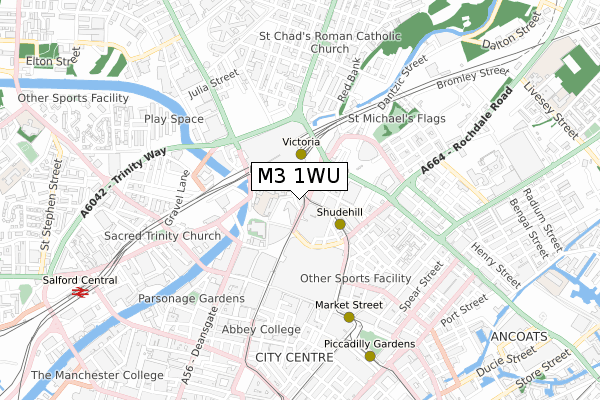 M3 1WU map - small scale - OS Open Zoomstack (Ordnance Survey)