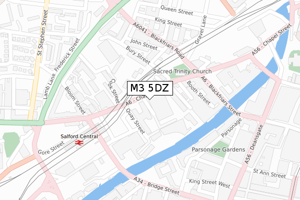 M3 5DZ map - large scale - OS Open Zoomstack (Ordnance Survey)