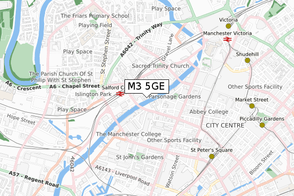 M3 5GE map - small scale - OS Open Zoomstack (Ordnance Survey)