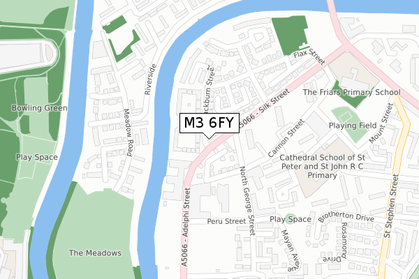 M3 6FY map - large scale - OS Open Zoomstack (Ordnance Survey)