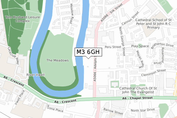 M3 6GH map - large scale - OS Open Zoomstack (Ordnance Survey)