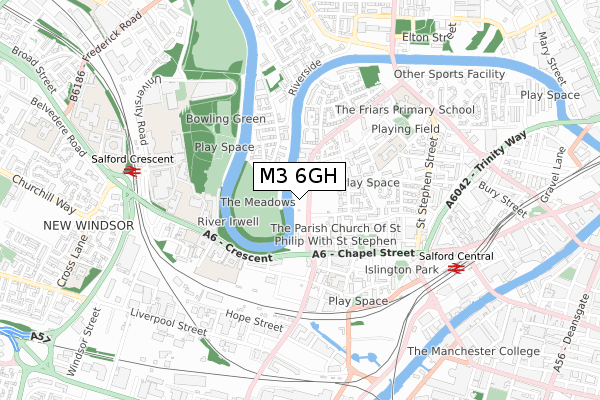 M3 6GH map - small scale - OS Open Zoomstack (Ordnance Survey)