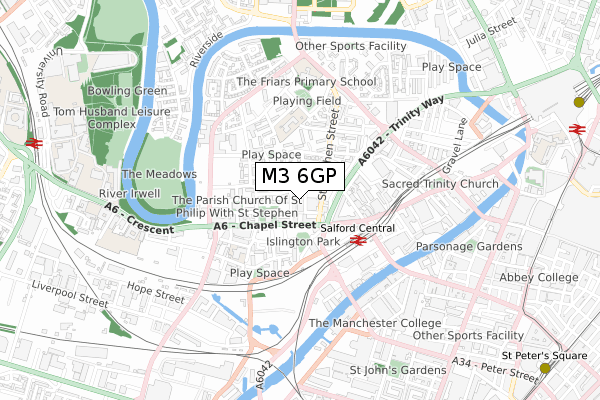 M3 6GP map - small scale - OS Open Zoomstack (Ordnance Survey)