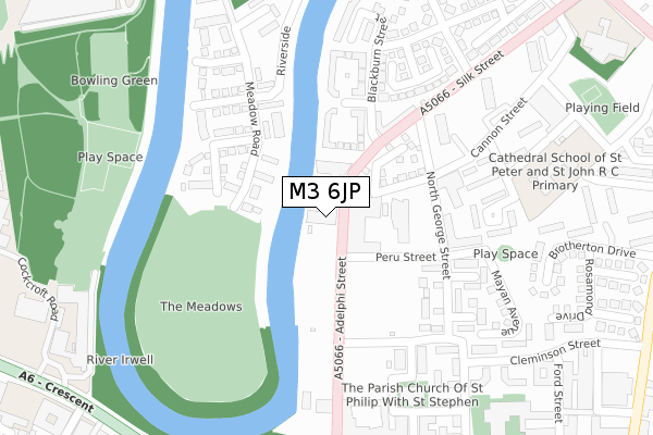 M3 6JP map - large scale - OS Open Zoomstack (Ordnance Survey)