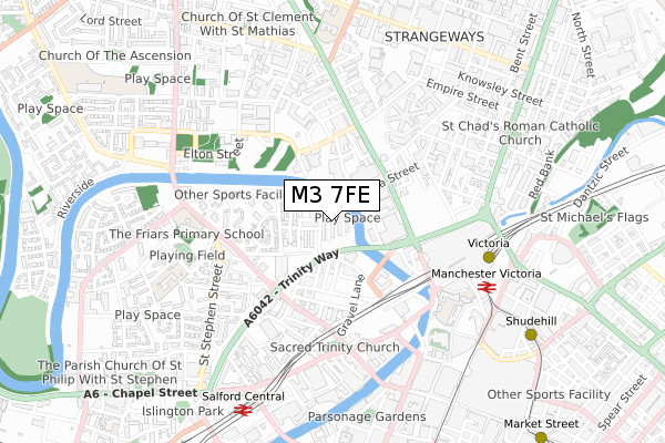 M3 7FE map - small scale - OS Open Zoomstack (Ordnance Survey)