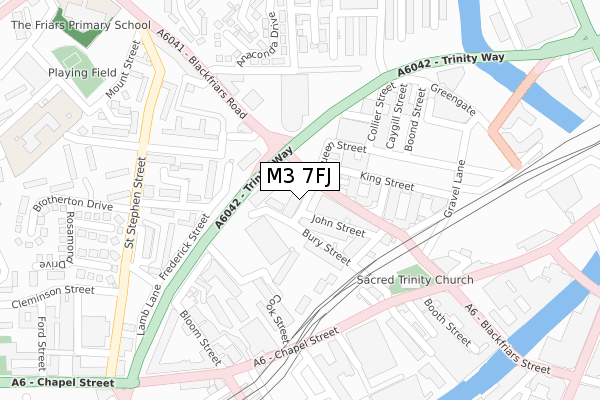 M3 7FJ map - large scale - OS Open Zoomstack (Ordnance Survey)